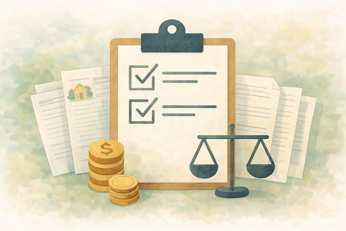 Two people reviewing financial documents together at a table